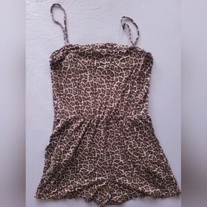 H&M Leopard Print Jumpsuit Romper - Brown & Cream